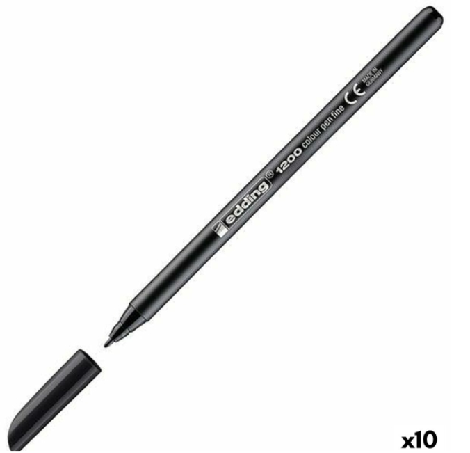 Felt-tip pens Edding 1200 Black (10 Units)