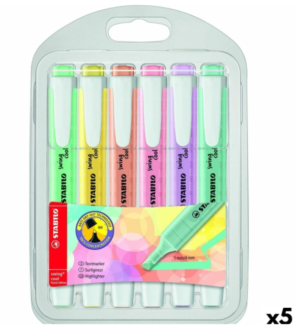 Highlighter Stabilo Swing Cool Pastel Multicolour (5 Units)