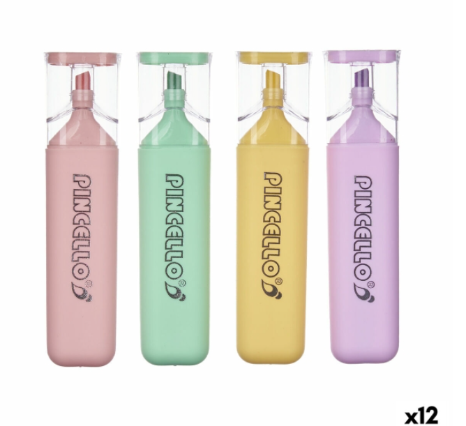Fluorescent Marker Set Pincello 498 Yellow Multicolour (12 Units)